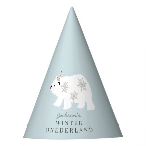 Polar Bear Winter Onederland Blue 1st Birthday Party Hat