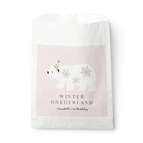 Polar Bear Winter Onederland Pink 1st Birthday Favor Bag