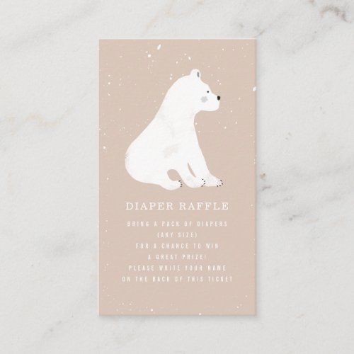 Polar Bear Winter Pink Baby Shower Diaper Raffle Enclosure Card