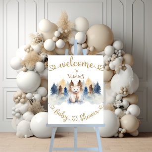Polar Bear Winter Theme Baby Shower Welcome Sign