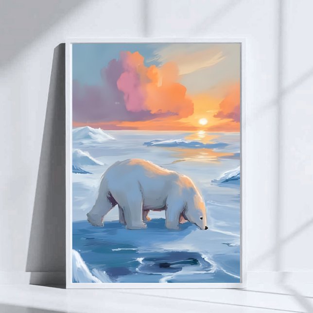 Polar Bear Winter Watercolor Animal Painting Poster (Creator Uploaded)