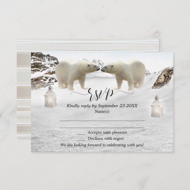 Polar Bear Winter Wedding RSVP Card (Front/Back)