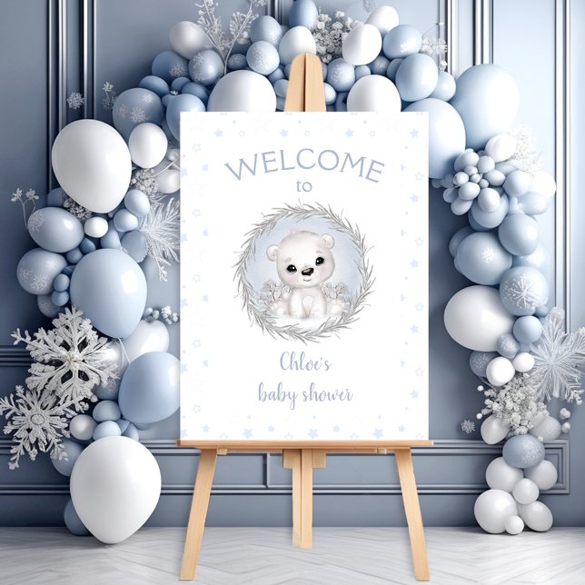 Polar Bear Winter White Baby Shower Welcome Sign (Polar Bear Winter White Baby Shower Welcome Sign)