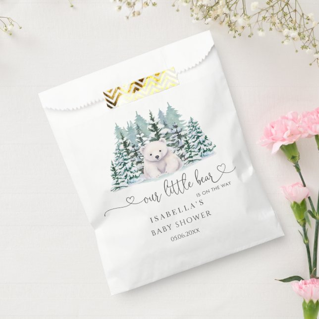 Polar Bear Winter Woodland Minimalist Baby Shower Favor Bag (Sealed)