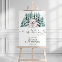 Polar Bear Winter Woodland Minimalist Baby Shower Foam Board