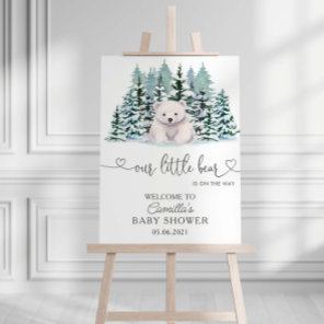 Polar Bear Winter Woodland Minimalist Baby Shower Foam Board