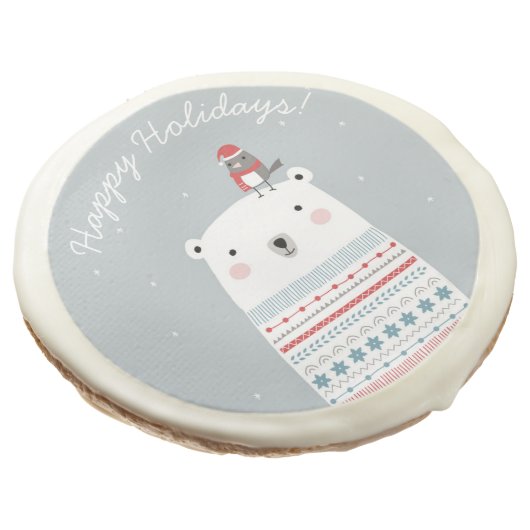Polar Bear Wishes Sugar Cookie (Angled)