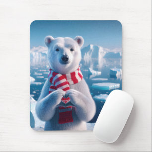 Polar Bear With a Heart Mouse Pad