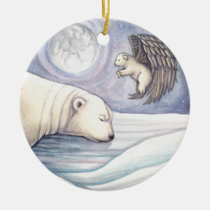 Polar Bear with Angel Christmas Ornament