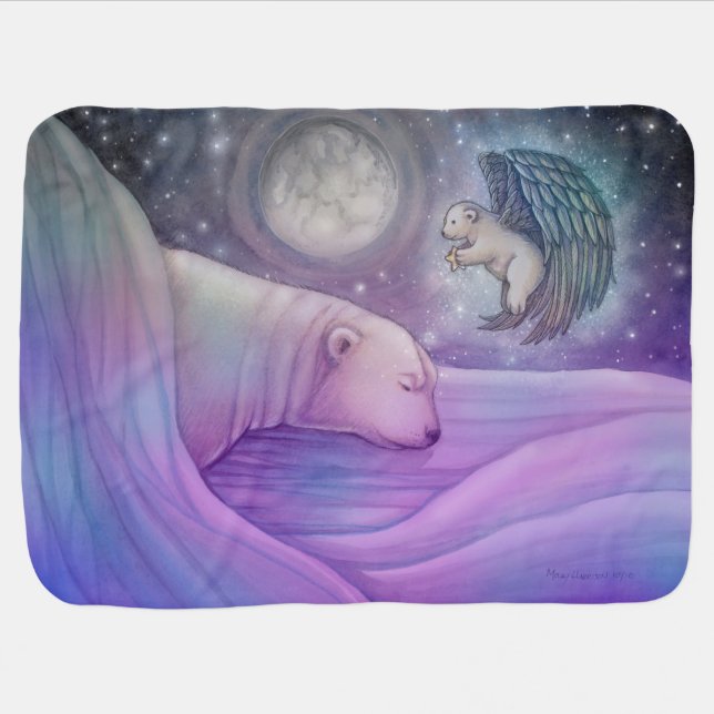 Polar Bear with Angel Fleece Infant Blanket (Horizontal)