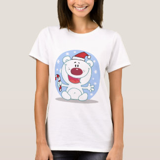 Polar  Bear With Candy Cane Holiday Tshirts