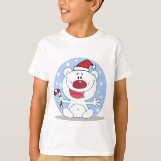 Polar  Bear With Candy Cane Holiday Tshirts
