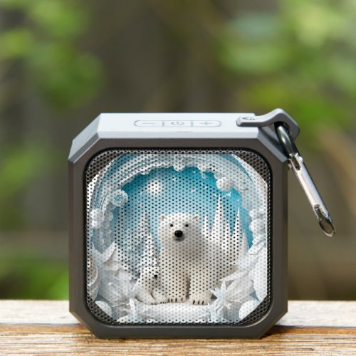 Polar Bear with Cub Arctic Ocean White Winter Bluetooth Speaker