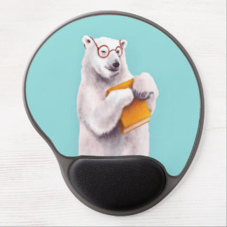 Polar Bear with Glasses - Geeky Book Lover Gel Mouse Pad