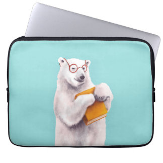Polar Bear with Glasses - Geeky Book Lover Laptop Sleeve