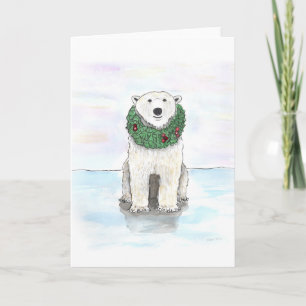 Polar Bear with Holiday Wreath