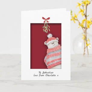 Polar Bear With Mistletoe Christmas Card