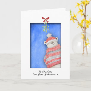 Polar Bear With Mistletoe Christmas Card