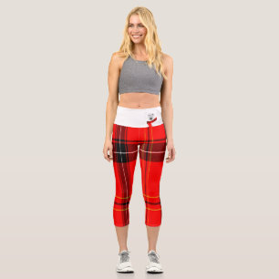 Polar Bear with Plaid Scarf Waist Capri Leggings
