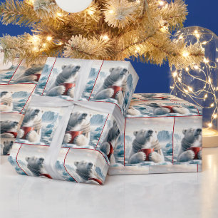 Polar Bear With Red Coffee Mug Wrapping Paper