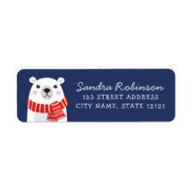 Polar bear with scarf winter holiday season