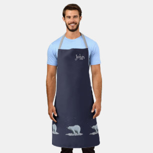 Polar Bear With Snowflakes Apron