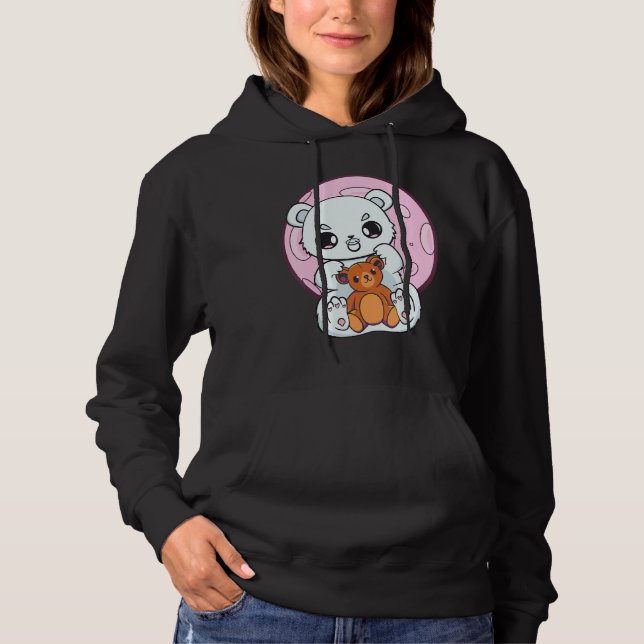 Polar Bear With Soother And Teddy Bear Hoodie (Front)