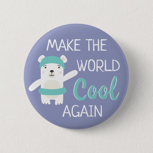 Polar bear with swim ring climate change button (Front)