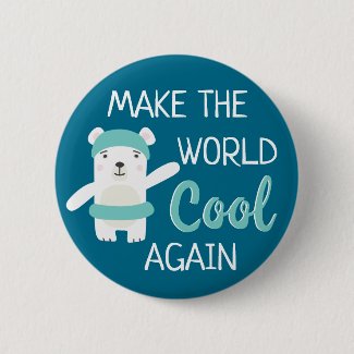 Polar bear with swim ring stop global warming