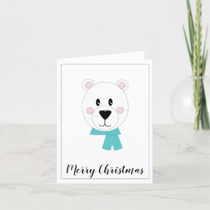 Polar Bear with Teal Scarf  Holiday Card