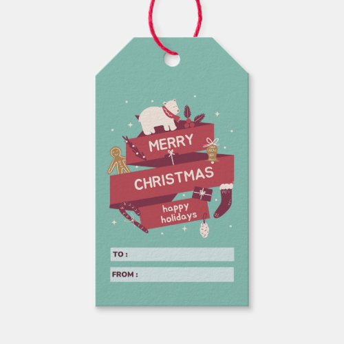 Polar Bear with Warm Red Scarf Gift Tags