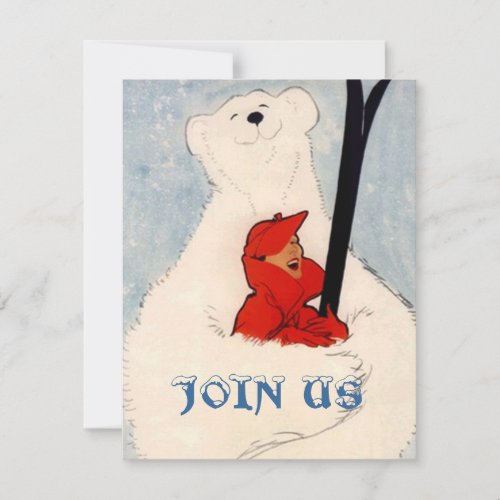 POLAR BEAR WOMAN'S SKIING BIRTHDAY PARTY INVITE