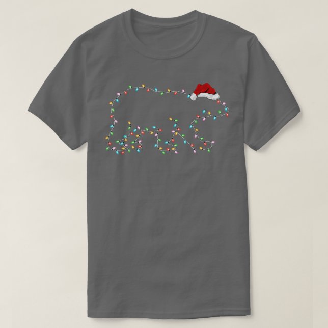 Polar Bear Xmas Lighting Santa Hat Polar Bear Chri T-Shirt (Design Front)