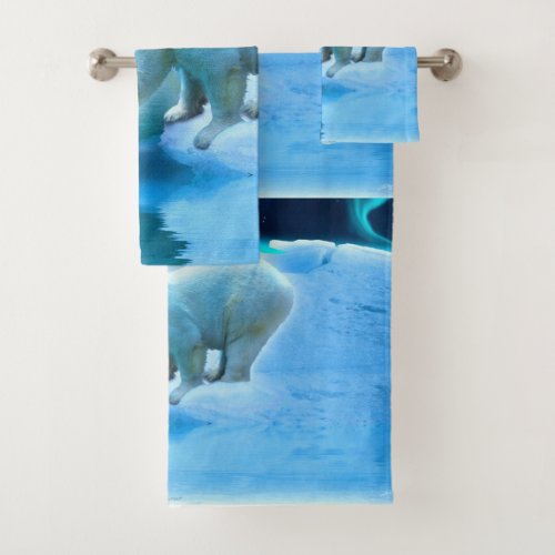 Polar Bear  Young Penguin _ Arctic Friends Bath Towel Set