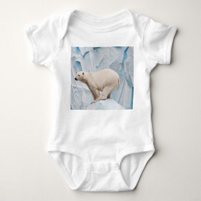 Polar Bear: Zoo Habitat Glimpse Baby Bodysuit (Front)