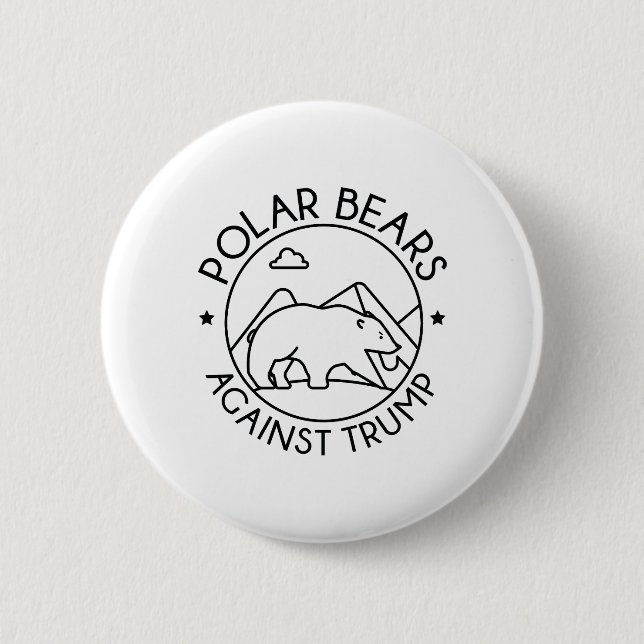 Polar Bears Against Trump Pinback Button (Front)