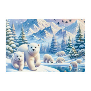 Polar Bears and Snowy Winter Scene Painting Acrylic Print