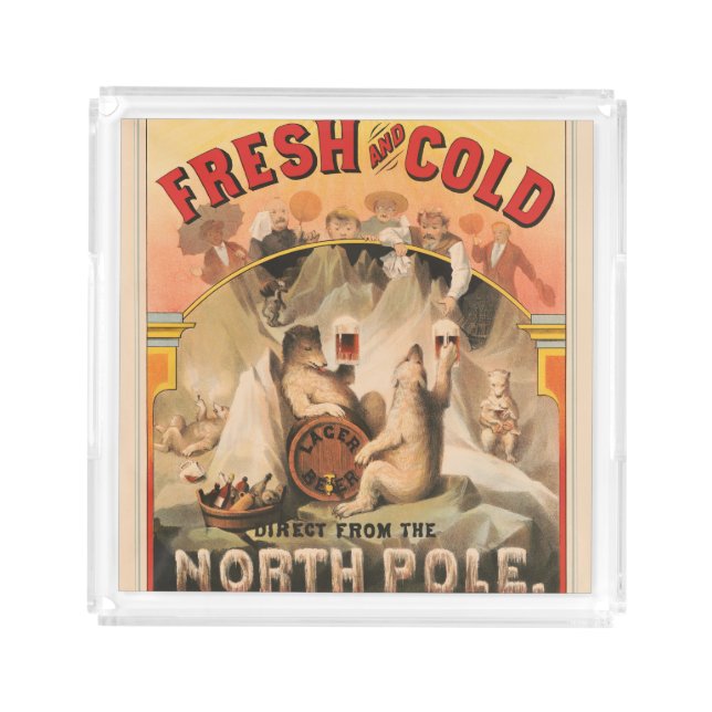 Polar Bears Are Enjoying Mugs Of Lager Beer Acrylic Tray (Front)