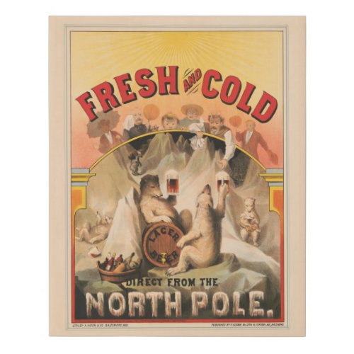 Polar Bears Are Enjoying Mugs Of Lager Beer Faux Canvas Print