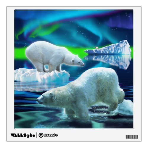 Polar Bears  Aurora Fantasy Art Display Decal