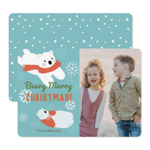 Polar Bears Beary Merry Christmas Photo Card
