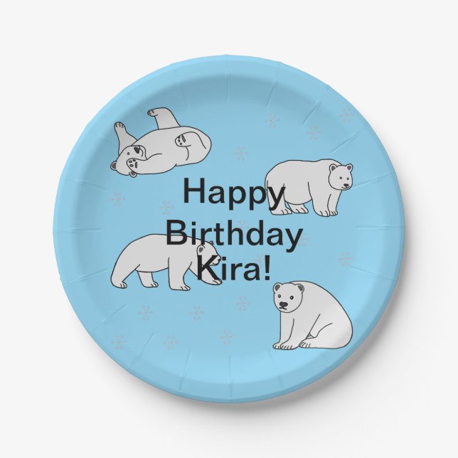 Polar Bears Birthday Paper Plates (Front)