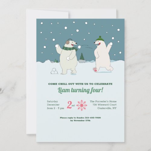 Polar Bears Birthday Party Invitation