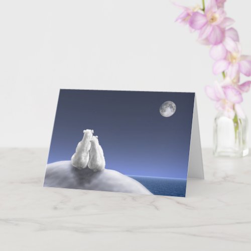 Polar Bears by Moonlight Greeting Card