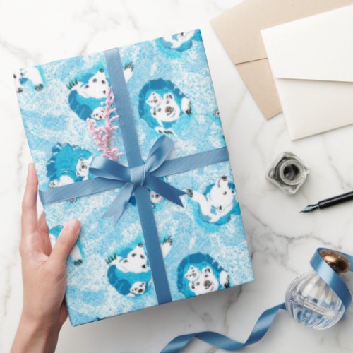 Polar Bears Celebrate Christmas Holiday Wrapping Paper