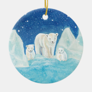 Polar Bears Ceramic Ornament