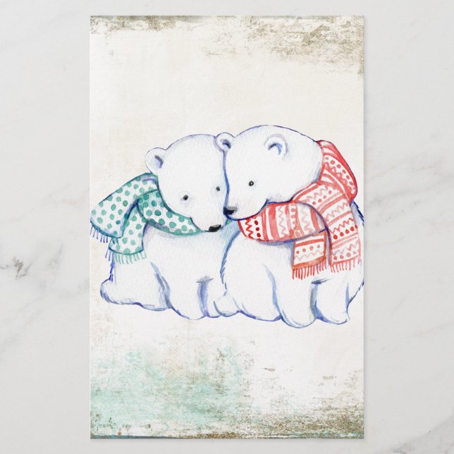 Polar Bears Couple Stationery (Front)