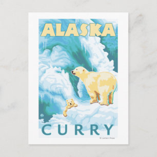 Polar Bears & Cub - Curry, Alaska Postcard