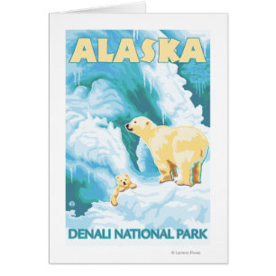 Polar Bears & Cub - Denali National Park, Alaska Cards