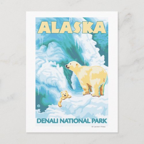 Polar Bears  Cub _ Denali National Park Alaska Postcard